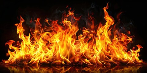 Fototapeta premium Vibrant flames dancing in darkness, fiery energy and warmth