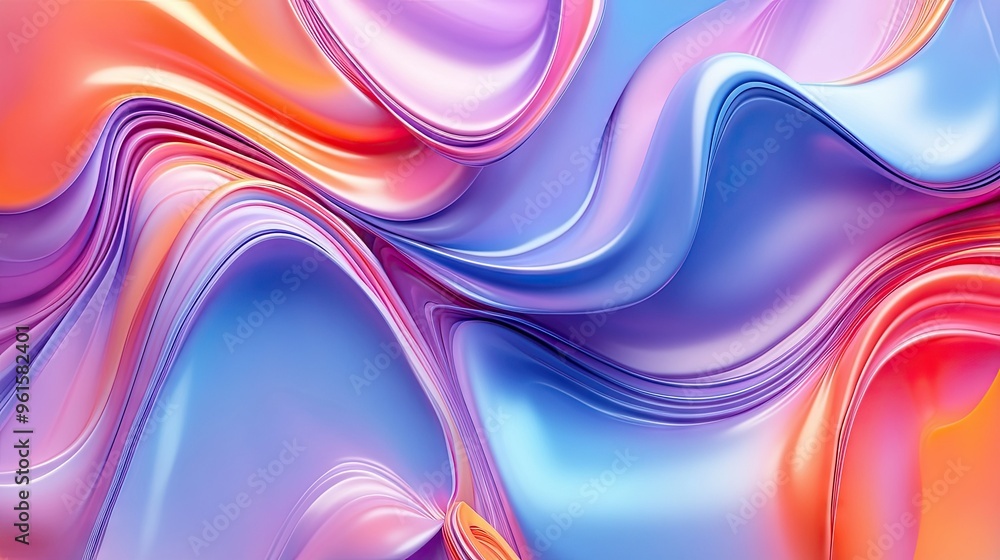 Poster abstract 3d fluid design with colorful waves and swirls, creating an engaging and dynamic compositio
