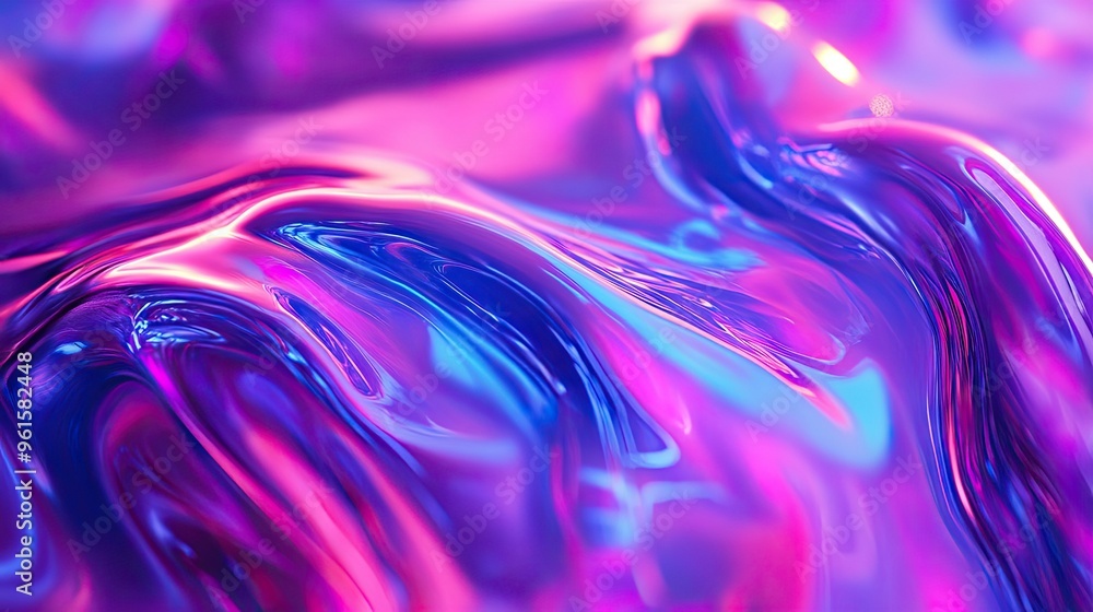 Poster abstract 3d fluid design with neon colors and liquid-like textures, creating a mesmerizing, futurist