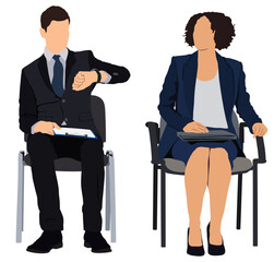 Human recruitment job hiring illustration. Male and female candidate.