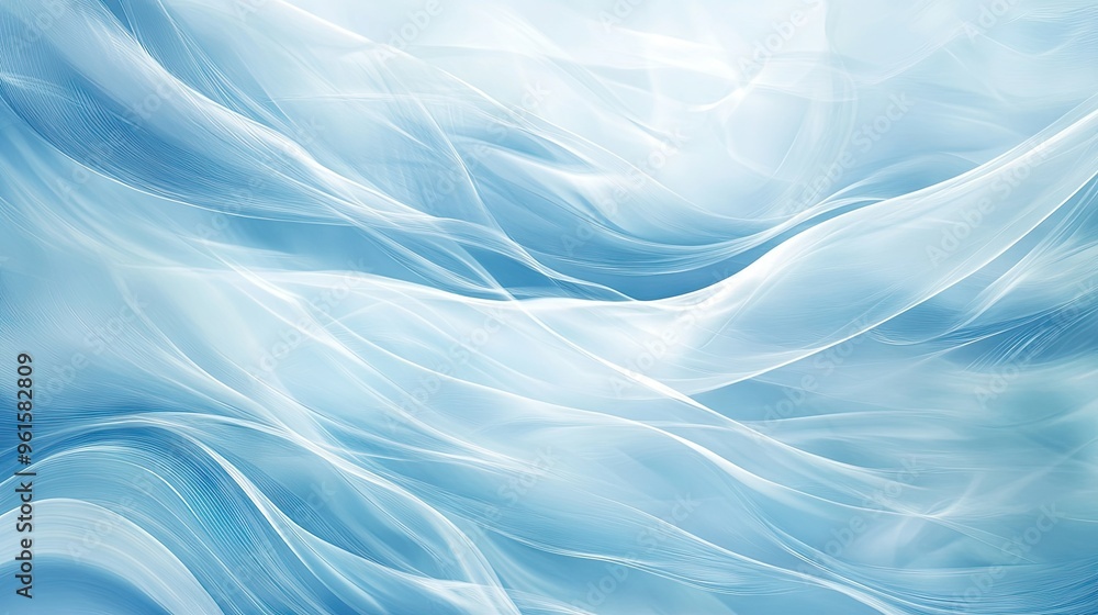 Poster abstract blue background with soft, flowing wave patterns creating a sense of calm and tranquility. 