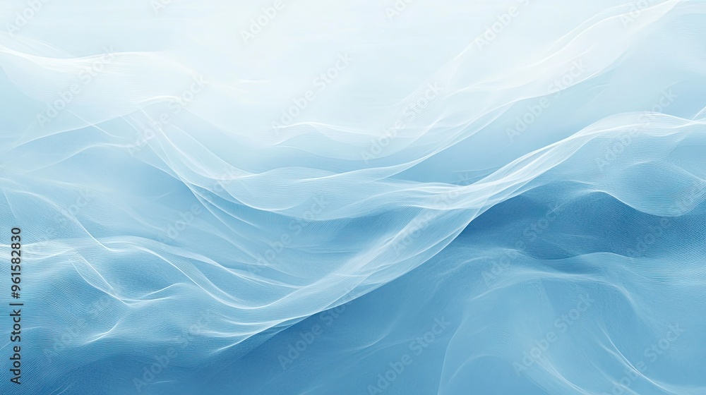 Poster abstract blue background with soft, flowing wave patterns creating a sense of calm and tranquility. 