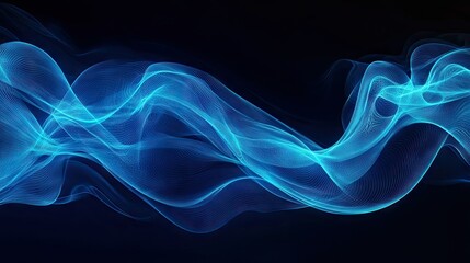 Obraz premium Abstract blue wave lines on a dark background, creating a futuristic and elegant look. Ideal for banners or website headers.
