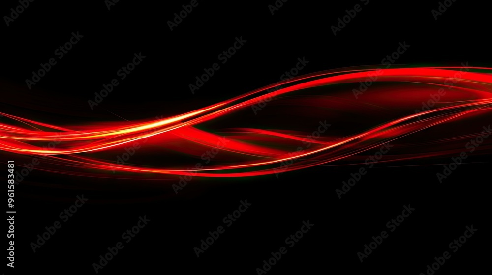 Poster abstract red light streaks forming swift curves on a black background, capturing dynamic motion and 