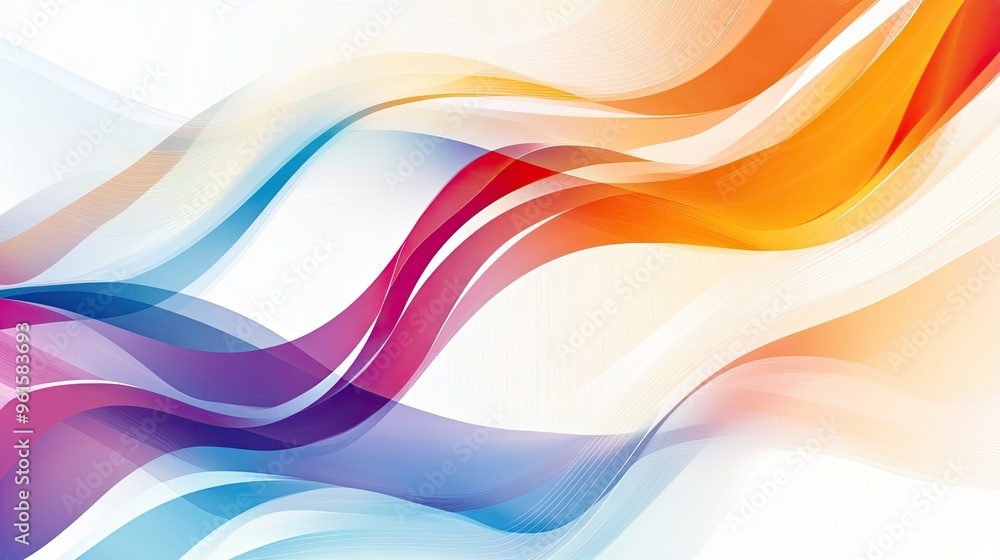 Poster abstract stripe design with vibrant wave lines on a white background, blending geometric patterns fo