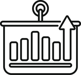 Marketing target growing bar chart with rising arrow icon is representing concept of business success