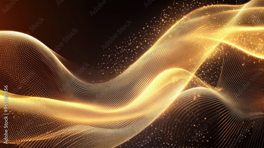 Poster abstract vector background with elegant, dynamic wavy lines in a glamorous color palette, adding a t