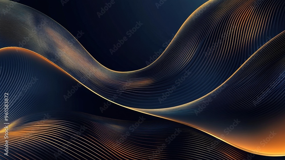 Poster abstract vector background with elegant, dynamic wavy lines in a glamorous color palette, adding a t
