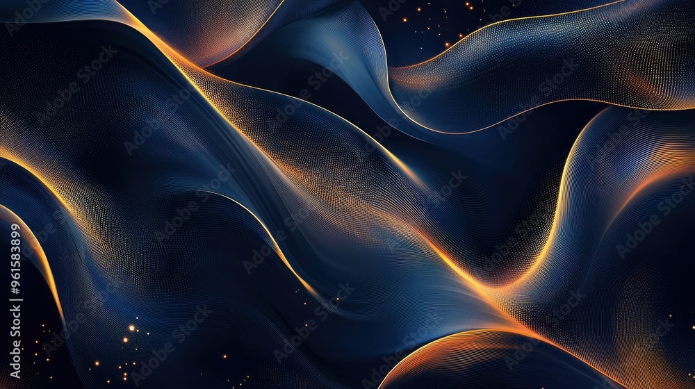 Poster abstract vector background with elegant, dynamic wavy lines in a glamorous color palette, adding a t