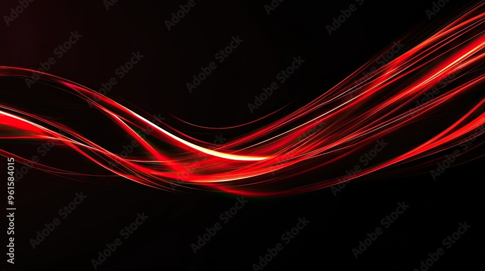 Poster abstract vector design featuring red light trails and rapid curves in motion, contrasted against a b