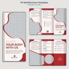 Gym And Fetness Vector Tri Fold Professional Brochure Template