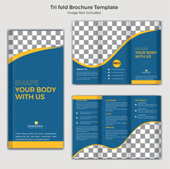 Gym And Fetness Vector Tri Fold Professional Brochure Template