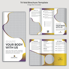 Gym And Fetness Vector Tri Fold Professional Brochure Template