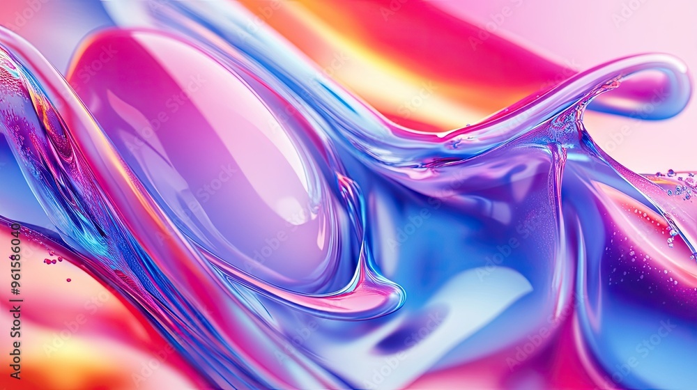 Aufkleber colorful 3d fluid design with liquid shapes and glossy textures, creating a bold, eye-catching visua
