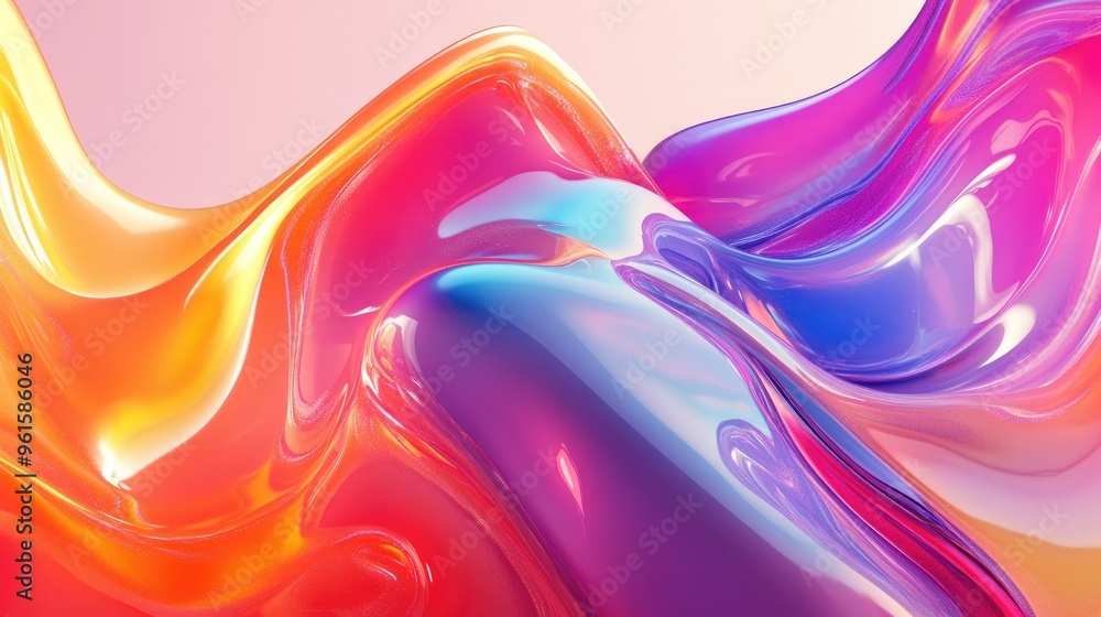 Aufkleber colorful 3d fluid design with liquid shapes and glossy textures, creating a bold, eye-catching visua