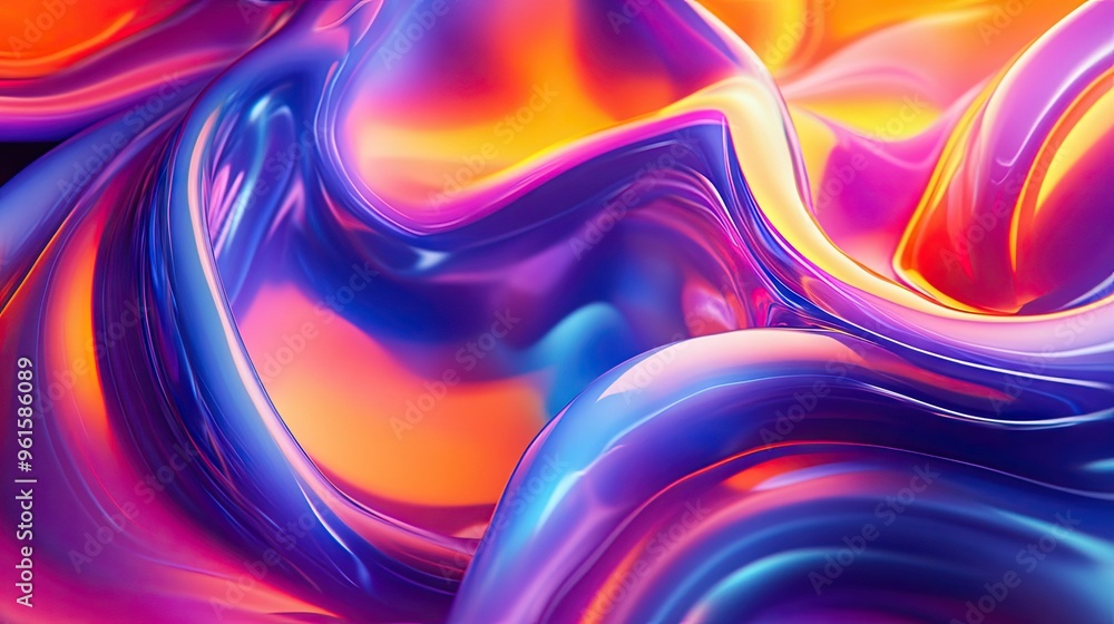 Poster colorful 3d fluid shapes twisting and flowing in a harmonious pattern, with bright gradients and smo