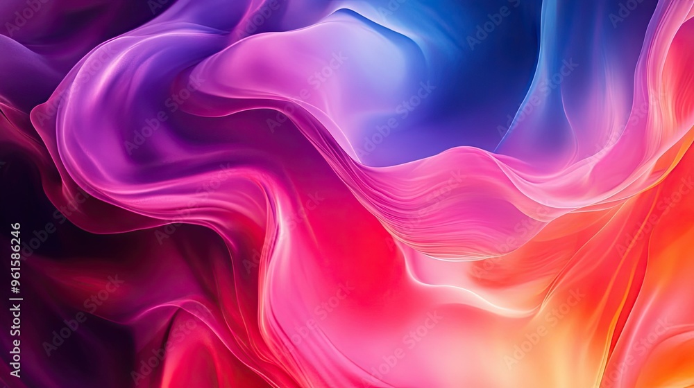 Poster colorful abstract background with dynamic movement and blending hues, providing a vibrant template f