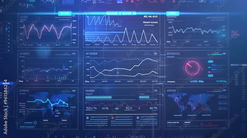 Poster healthcare data analytics dashboard displaying trends in patient health metrics.