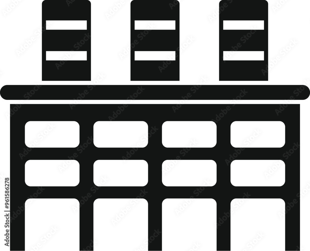 Poster this simple vector illustration of three computer servers standing on a server rack can be used as a