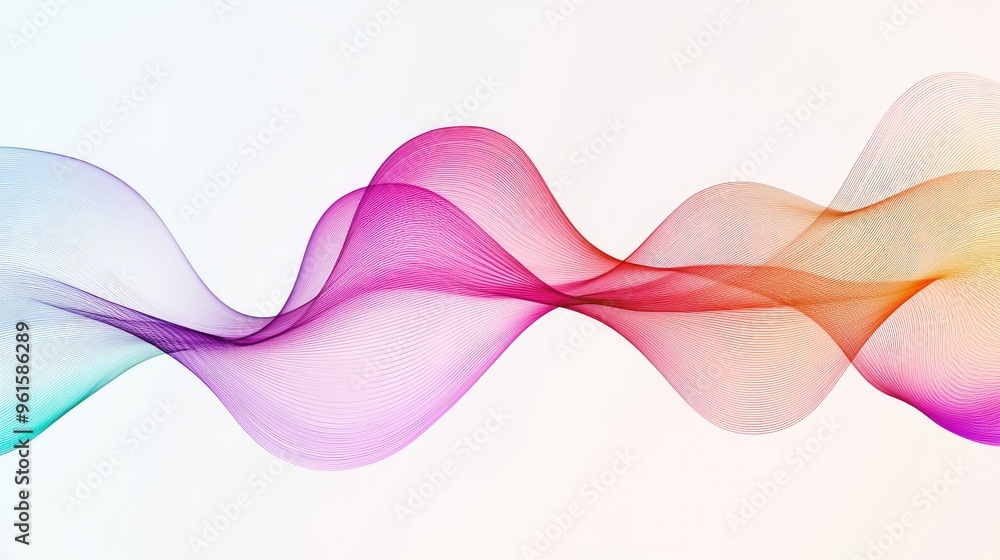 Poster colorful abstract wave lines flowing on a clean white background, creating a modern and dynamic busi