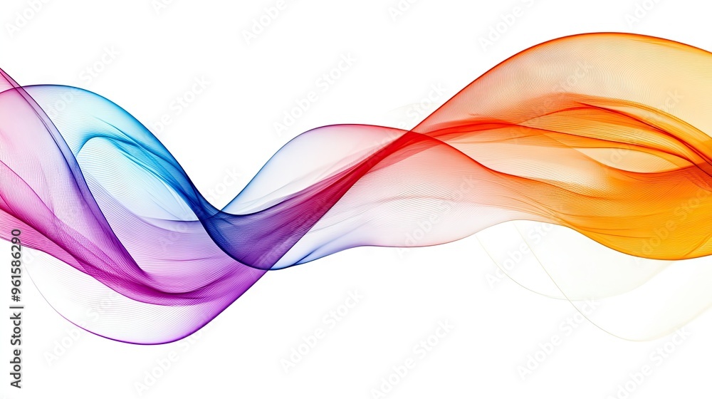 Poster colorful abstract wave lines flowing on a clean white background, creating a modern and dynamic busi