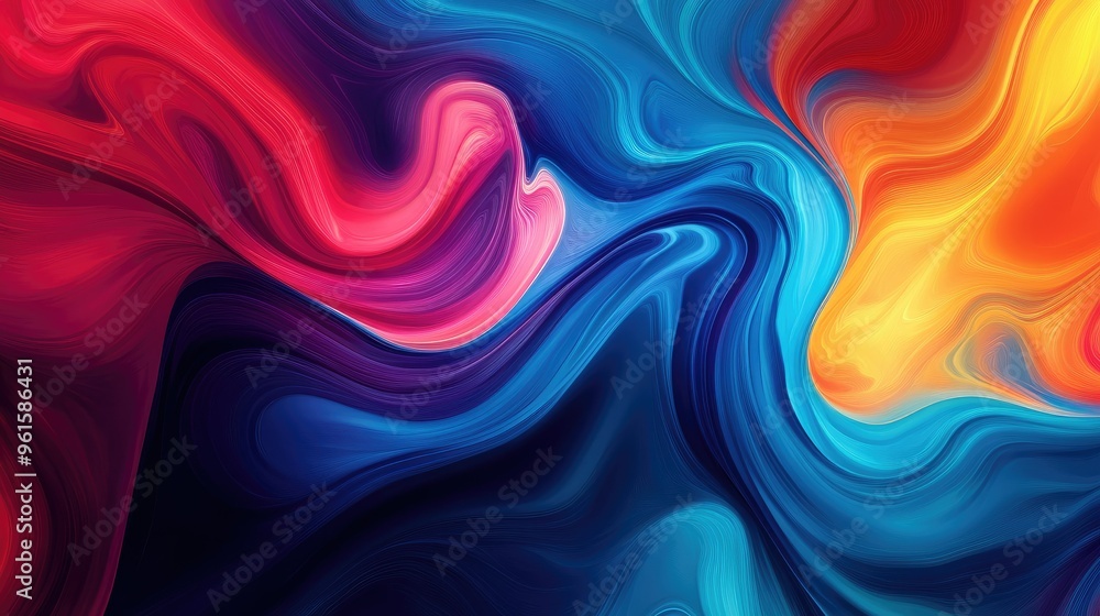 Poster colorful, moving abstract background with a dynamic effect, showcasing fluid patterns and gradients 
