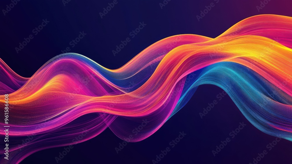 Fototapete Contemporary wave design featuring smooth, dynamic lines and vibrant hues, ideal for creating engaging and modern visual content.