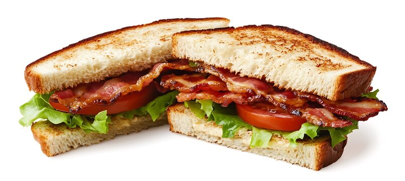 A classic BLT sandwich with crispy bacon, fresh lettuce, and ripe tomato