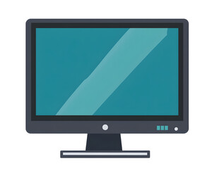 Fototapeta premium Flat Style Monitor Icon: Computer PC Monitor Web Icon for Digital Applications, Isolated on a Transparent PNG Background 