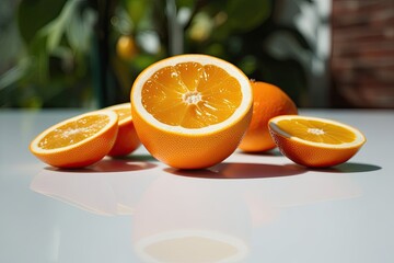 Vivid Citrus Fruit Sinking on White Background with Stunning Depth of Field