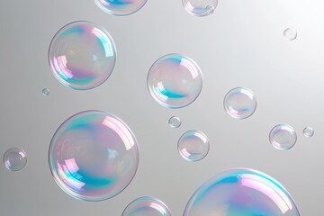 Vibrant Soap Bubbles Displayed on Clean White Backgrounds