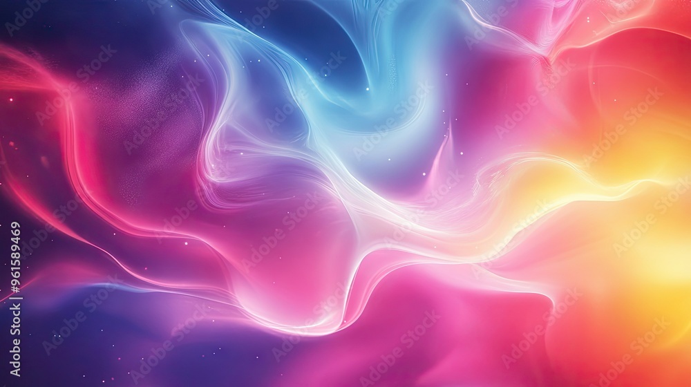 Poster dynamic effect with a moving colorful abstract background, featuring swirling hues and gradients for