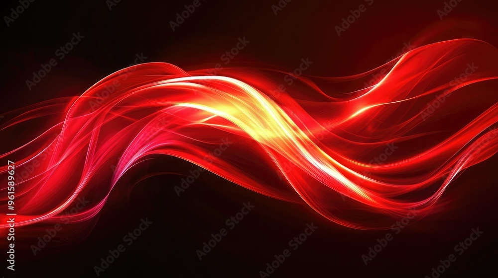 Poster dynamic red light curves with a sense of fast movement on a black background, creating an energetic 