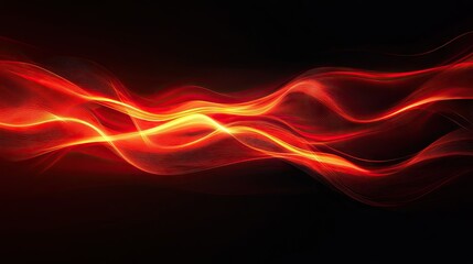 Dynamic red light curves with a sense of fast movement on a black background, creating an energetic and abstract vector design. -