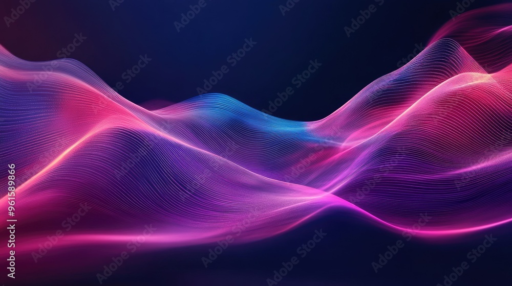 Poster dynamic wave background with a modern aesthetic, showcasing smooth, flowing lines and energetic colo