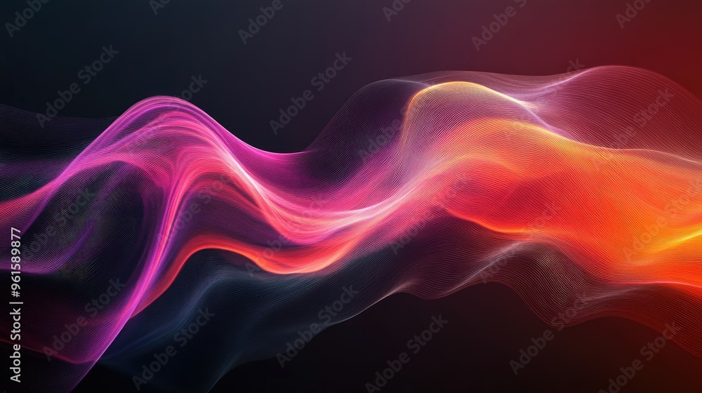 Poster dynamic wave background with a modern aesthetic, showcasing smooth, flowing lines and energetic colo