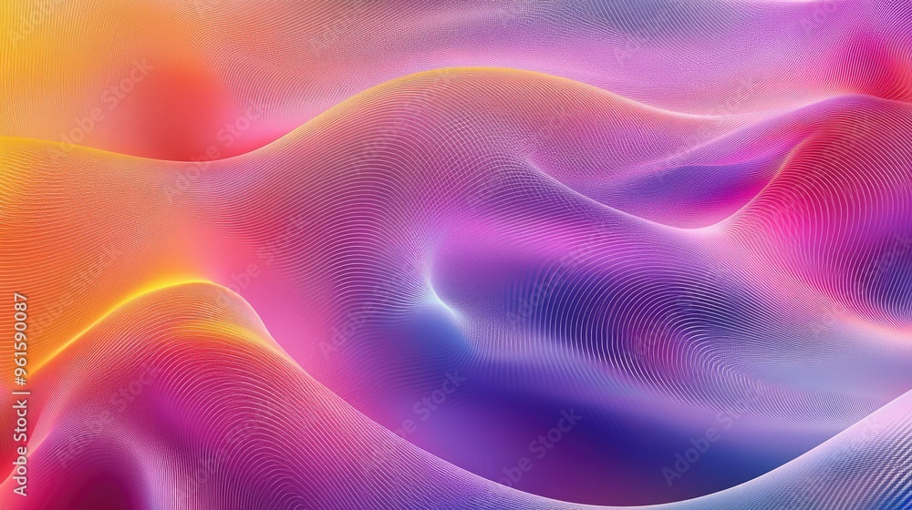 Fototapete Dynamic wave pattern with smooth, flowing lines and gradient colors, offering a modern and visually appealing backdrop for various applications.