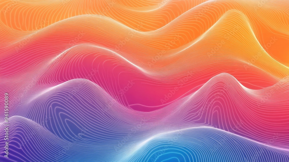 Fototapete Dynamic wave pattern with smooth, flowing lines and gradient colors, offering a modern and visually appealing backdrop for various applications.