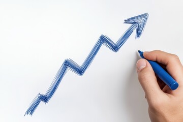 A simple yet effective representation of growth, featuring a hand drawing an upward-pointing