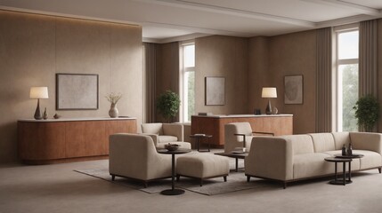 Fototapeta premium A beautiful living room interior design, An empty interior room mockup template design.