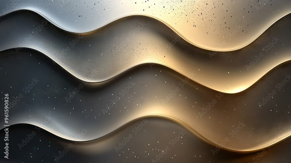 Poster elegant vector background featuring flowing wavy lines with a metallic sheen, perfect for creating a