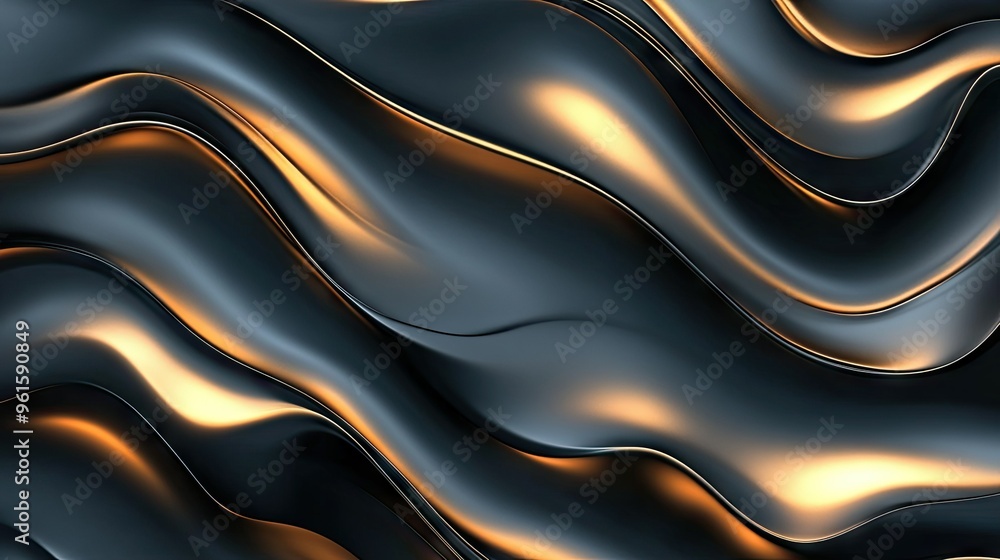 Poster elegant vector background featuring flowing wavy lines with a metallic sheen, perfect for creating a