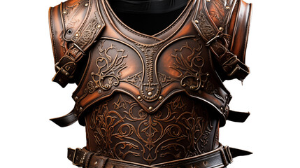 classic medieval chest armor, studio view, isolated on transparent background.