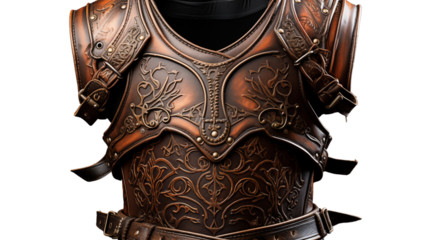 classic medieval chest armor, studio view, isolated on transparent background.