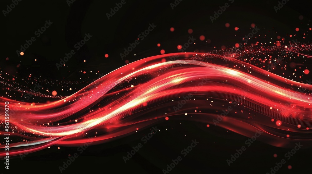 Poster fast-moving red light curves and dynamic speed effects on a black background, creating an energetic 