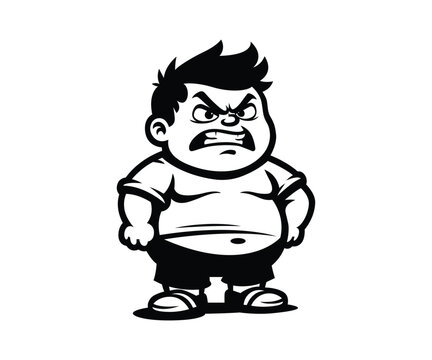 Angry fat kid vector
