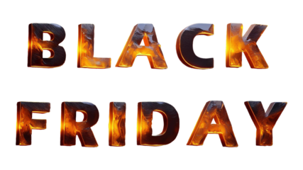 black friday graphic design with molten glowing material and fiery sections for promotions