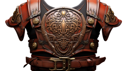 classic medieval chest armor, studio view, isolated on transparent background.