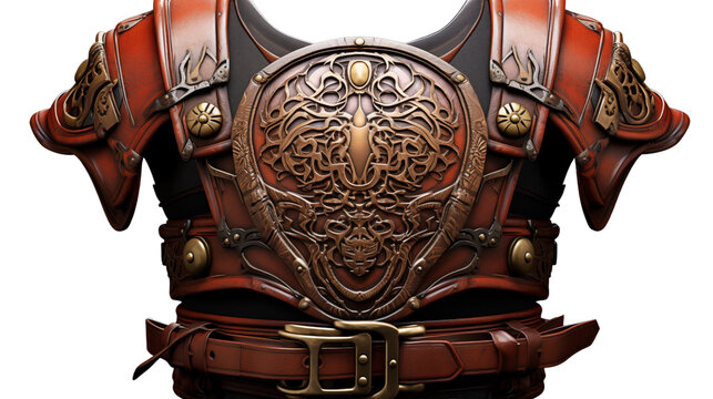 classic medieval chest armor, studio view, isolated on transparent background.