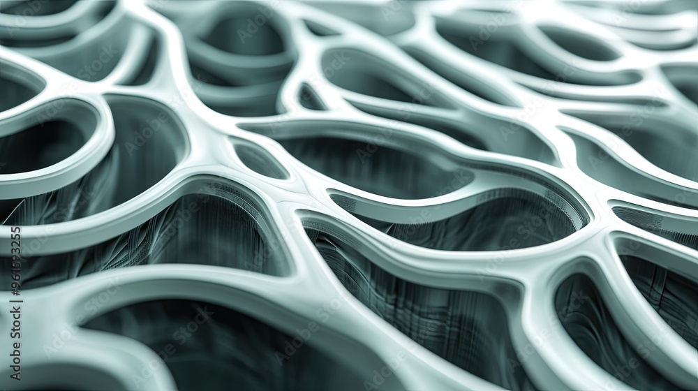 Poster high-contrast abstract lines forming a maze-like pattern, futuristic and intricate design